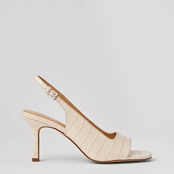 👡NWT - ANN TAYLOR EMBOSSED SQUARE TOE SLINGBACK SANDALS - Picture 1 of 6